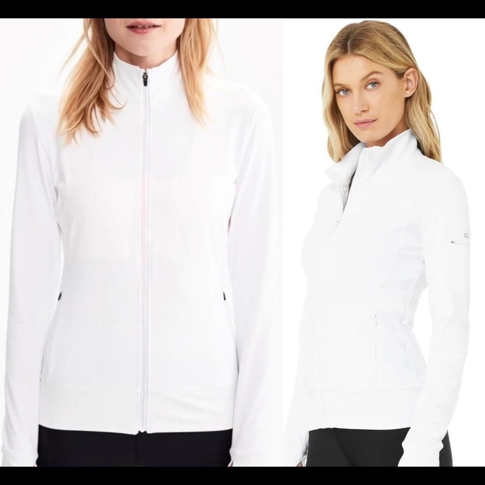 Lolë Women’s Active Jacket Small White NWOT Front Zip Funnel Collar Reflective